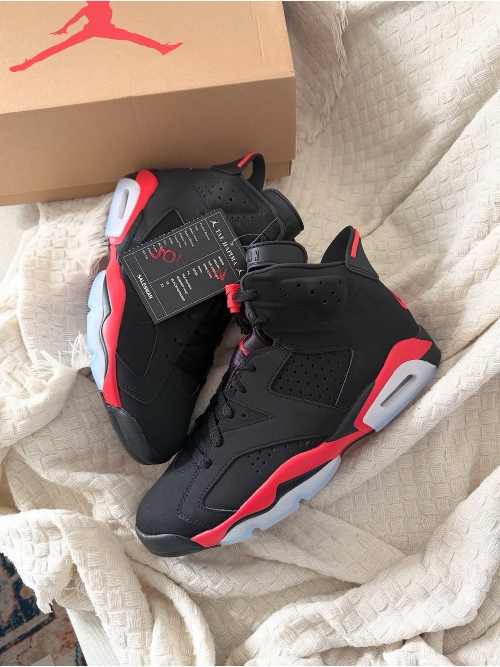 Jordan Black and Red Retro High-Top Sneakers